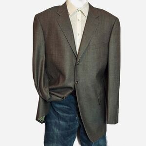 Joseph Abboud 42L Blazer‎ Neutral Tan/charcoal Silk Wool Premium Suit Jacket